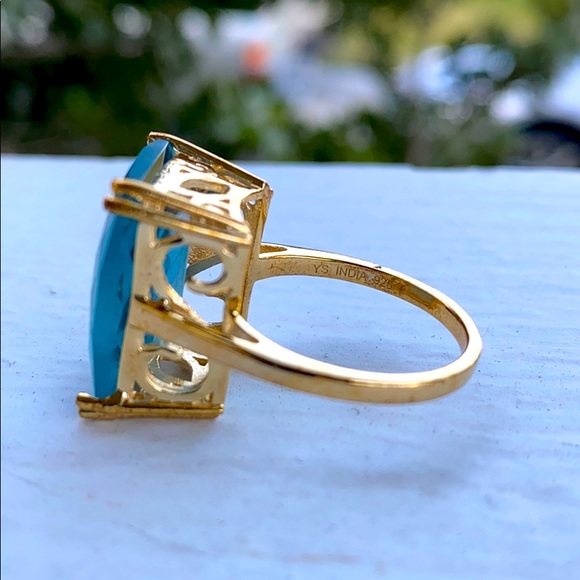 Emerald Cut Fluorite Gold Plated Ring - Picture 3 of 16